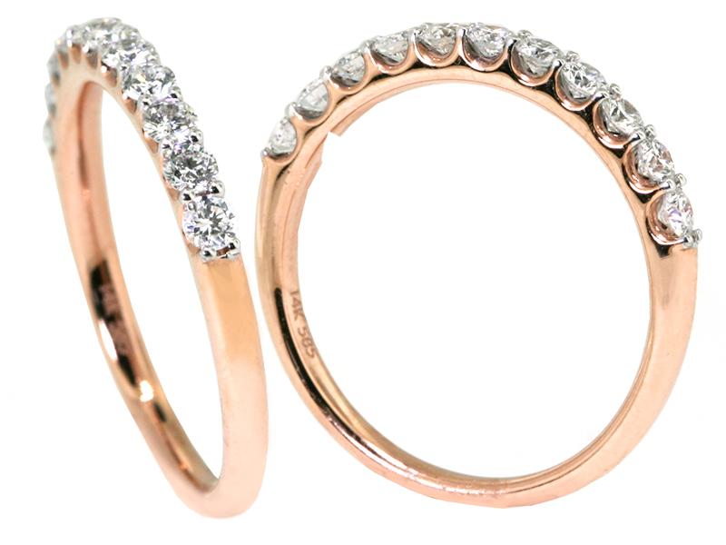 Rose Gold Shared Prong Diamond Wedding Band